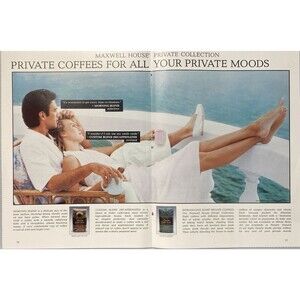 Maxwell House Private Collection "Private Coffee for Private Moods"2-Page Ad '87